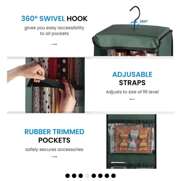🎁 Hanging Gift Wrap 🎁 Wrapping Paper Storage 360 degrees Tissue Bow Organizer - Picture 6 of 12